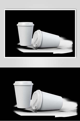 纯白色带盖一次性奶茶咖啡杯包装样机