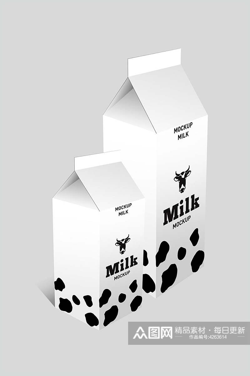 斑点牛头手绘牛奶包装展示样机素材