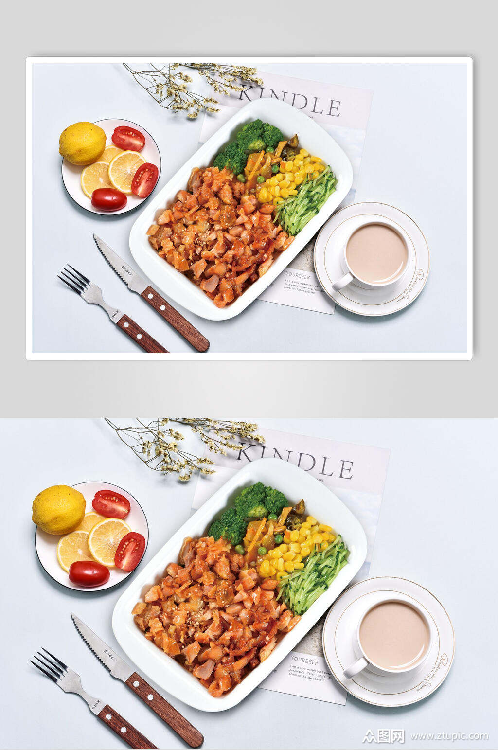 精品原味双拼饭图片素材