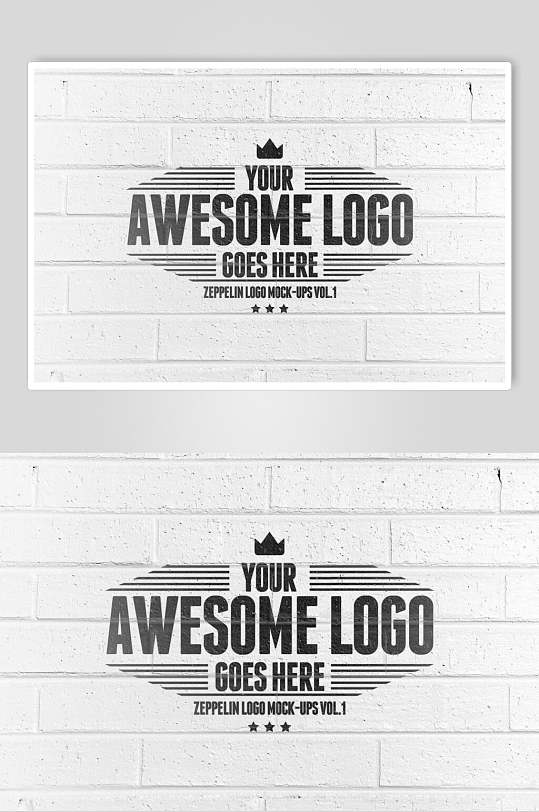 横线英文字母墙壁灰logo样机