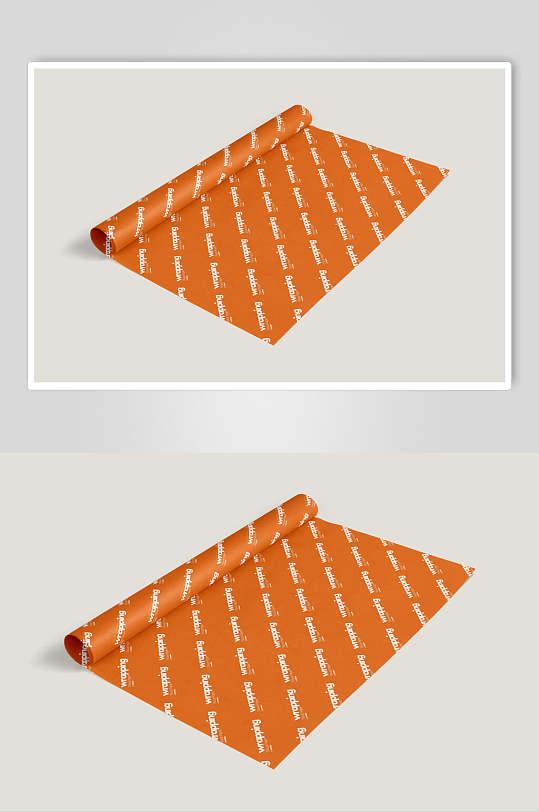 卷角英文字母橙礼品包装纸样机