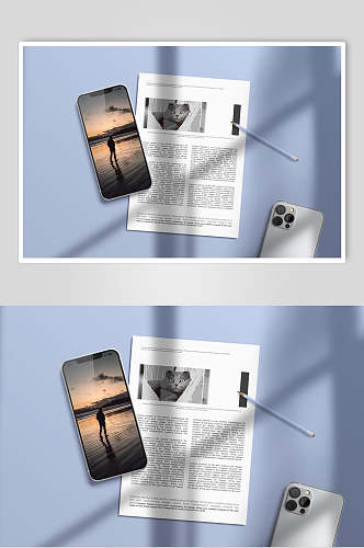 报纸背景iPhone手机效果图样机