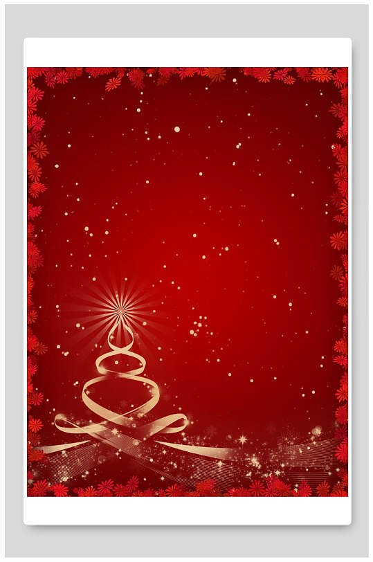 高端时尚雪花飘带光点红圣诞节背景