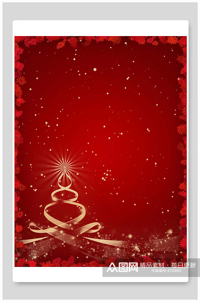 高端时尚雪花飘带光点红圣诞节背景素材