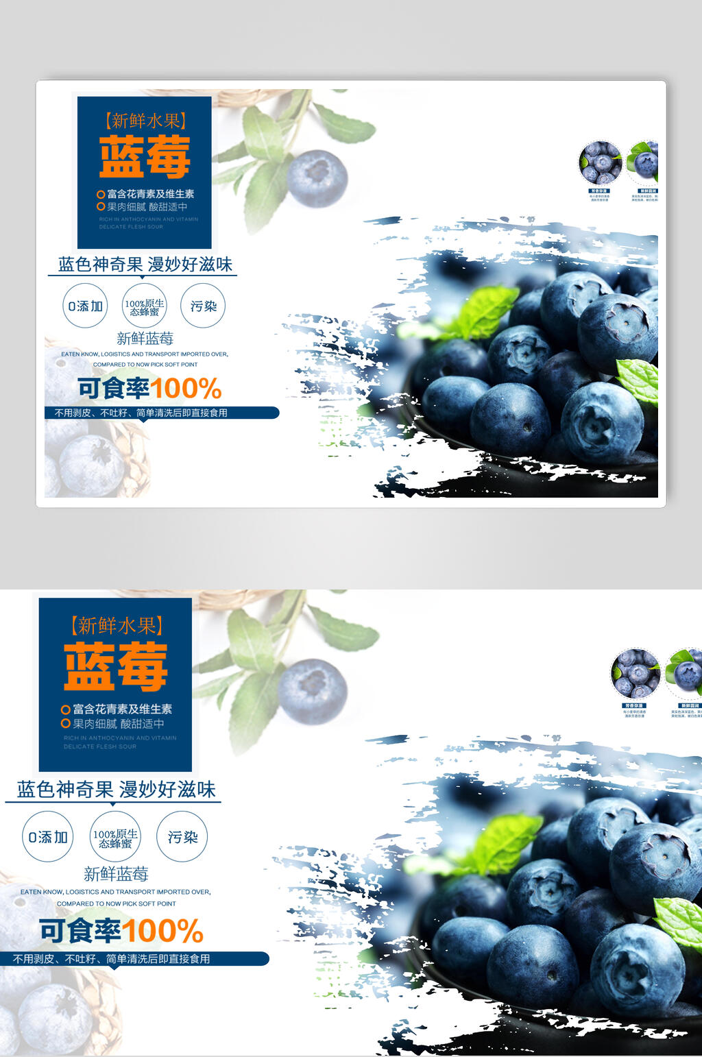 蓝莓水果展板素材