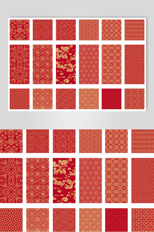 红色中式古典喜庆纹样矢量素材