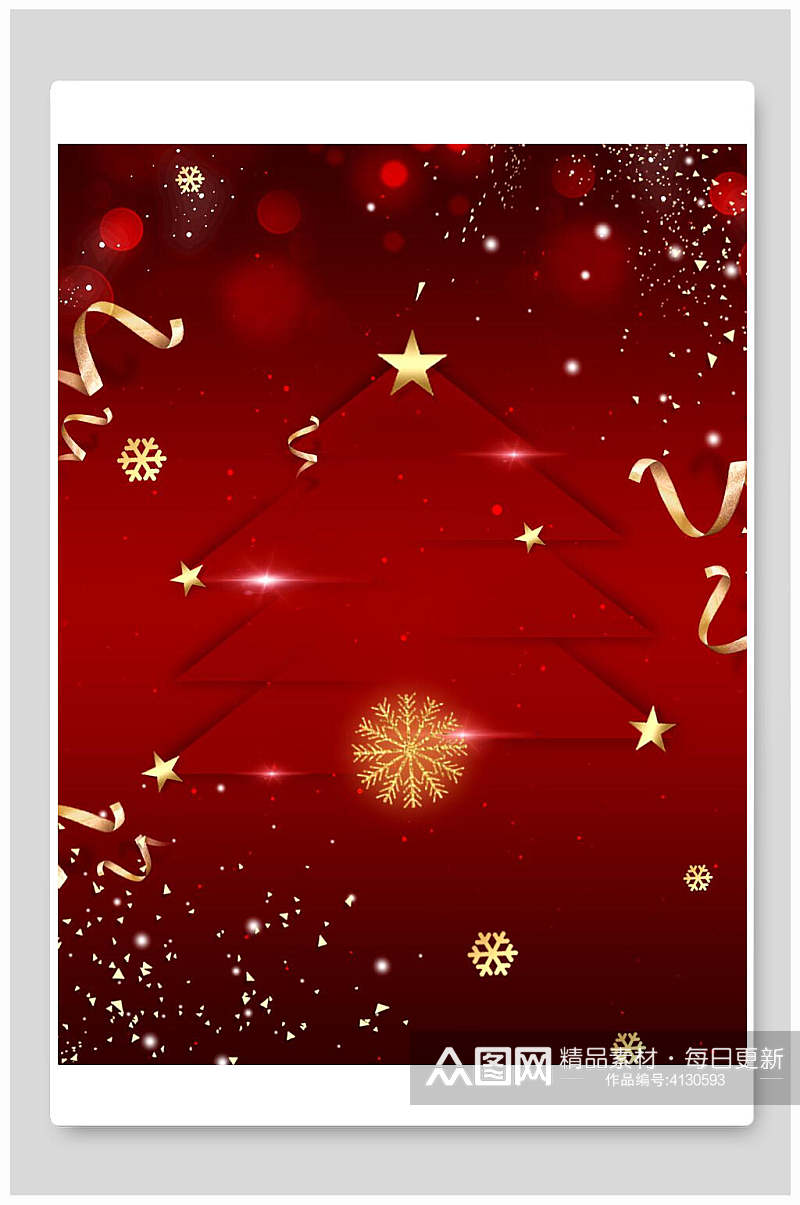 红色大气彩带雪花圣诞节背景素材