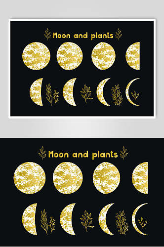 创意月亮星系烫金图案矢量素材