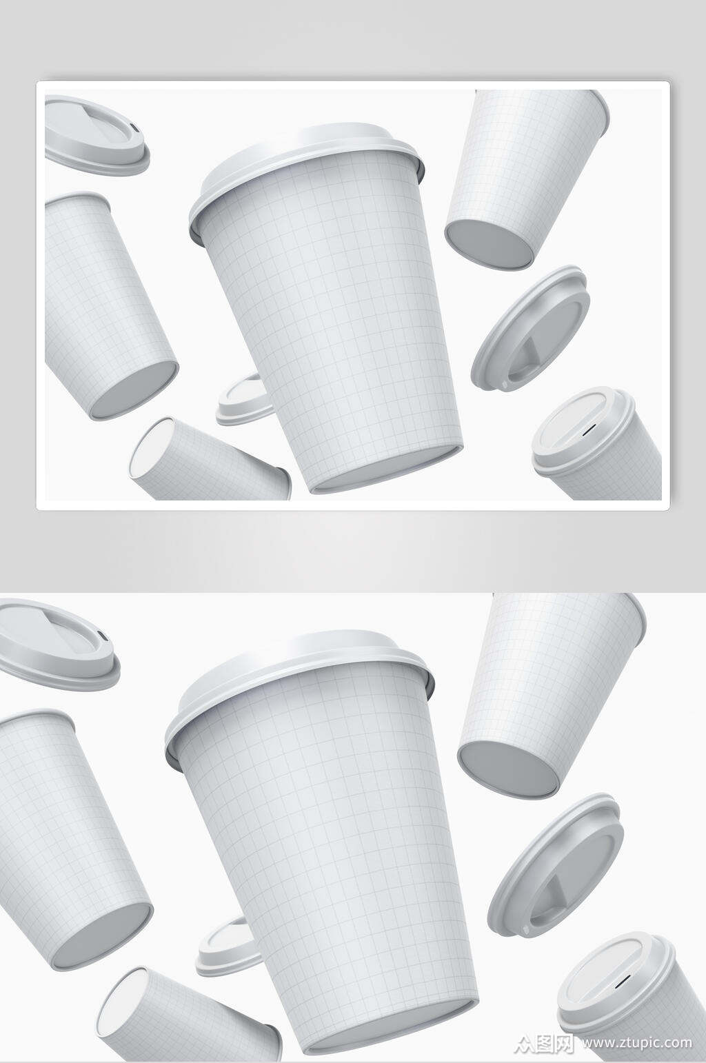 圆形盖子灰奶茶咖啡杯包装样机素材