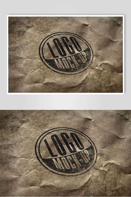 复古褶皱背景纸张材质logo样机