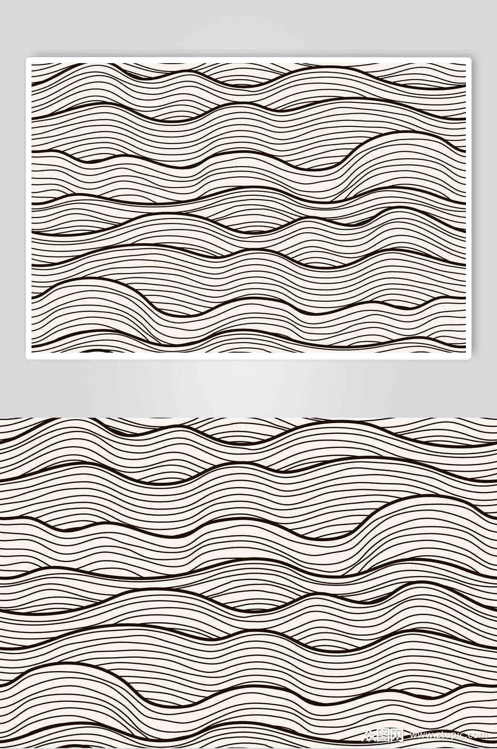 多重波浪黑白抽象涂鸦印花图片素材