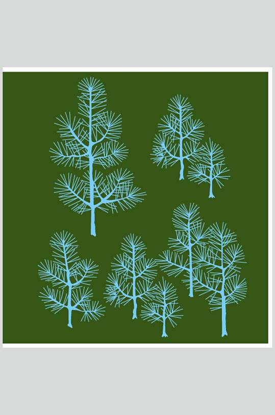 传统矢量花纹松树图案素材