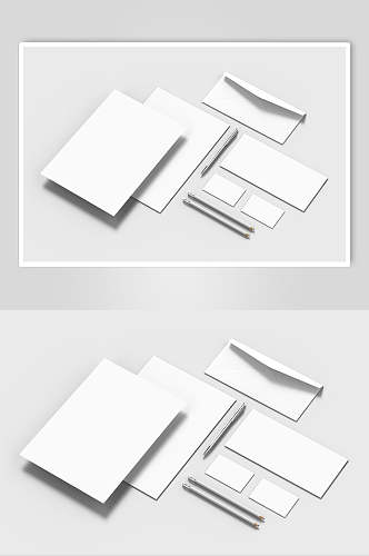长方形纸张中性笔白色贴图VI样机