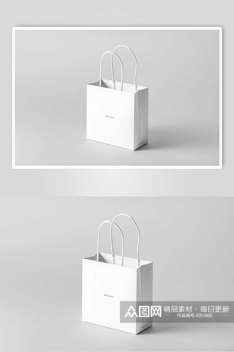 纯白八角纸袋手提包装袋样机素材