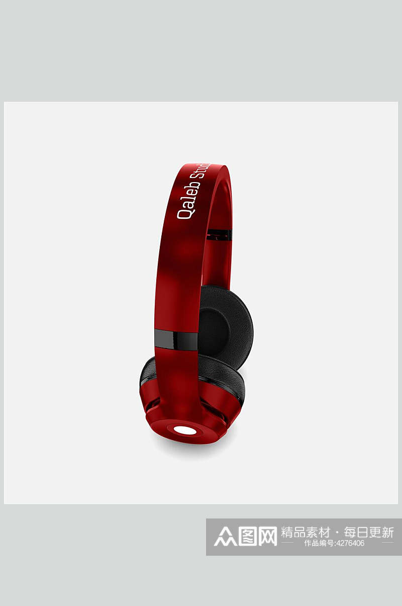 创意红色英文耳机样机素材