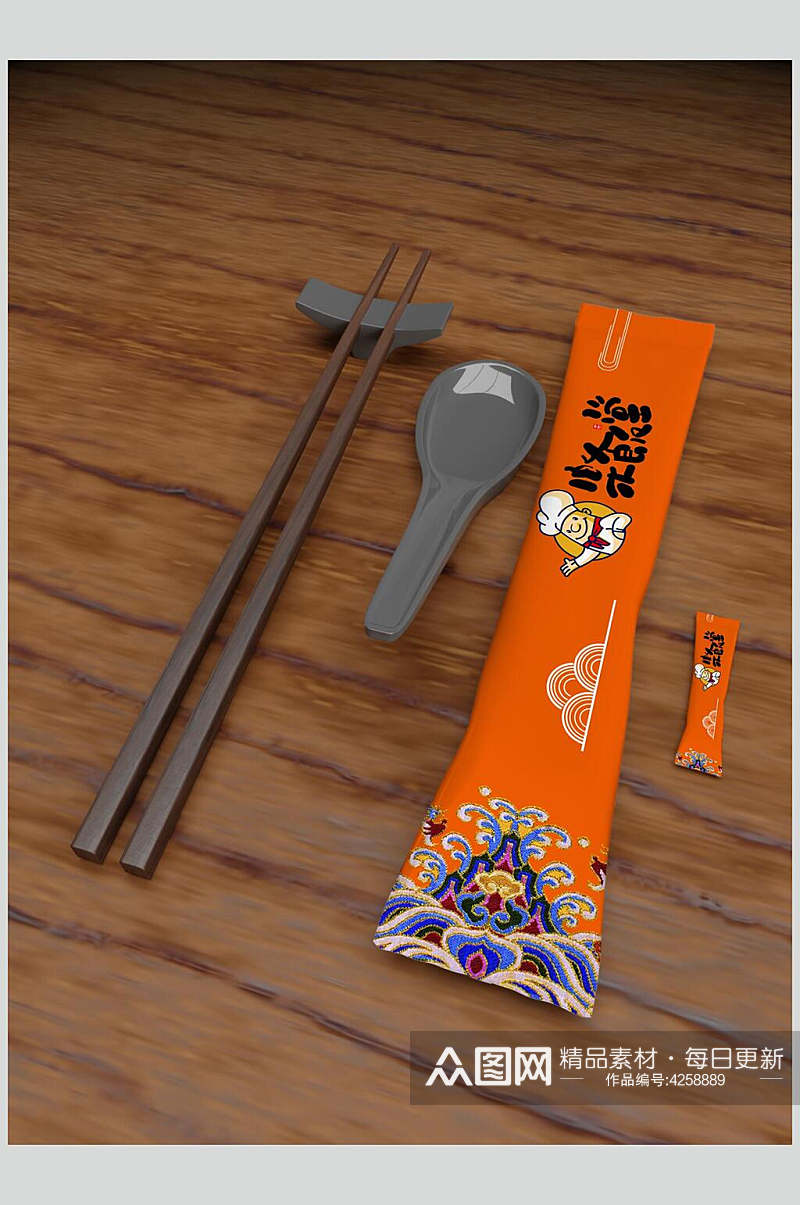 筷子勺子出生一次性餐具筷子样机素材