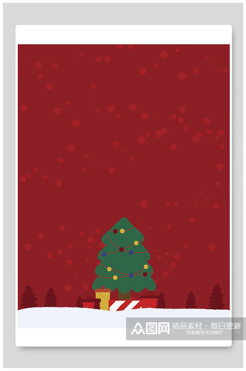 红色大气圣诞树礼物圣诞节背景素材