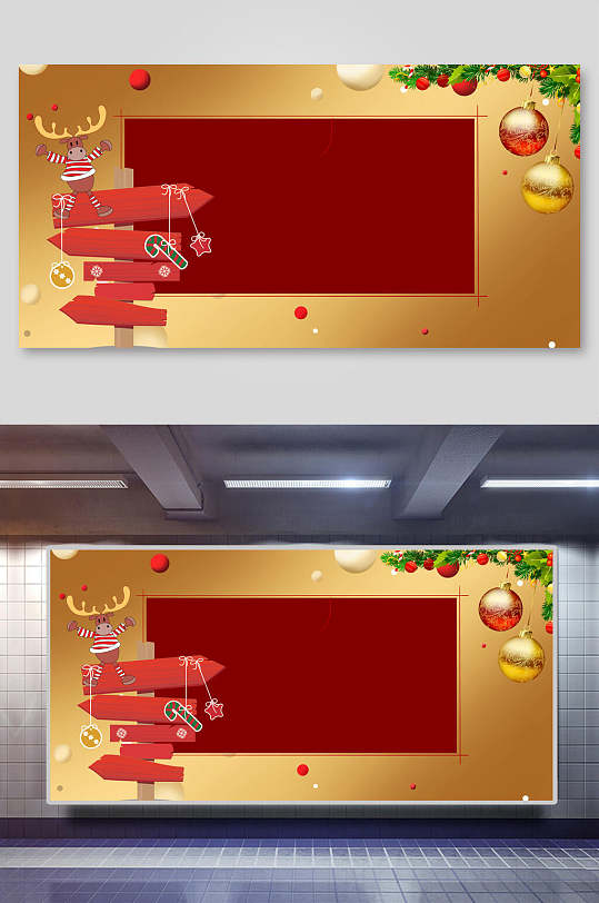 时尚指示牌球体红色圣诞节背景
