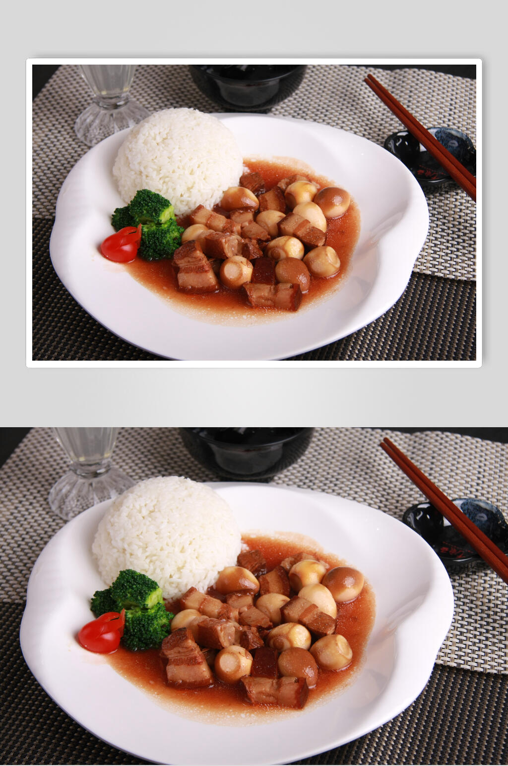食物餐饮红烧肉盖浇饭高清图素材