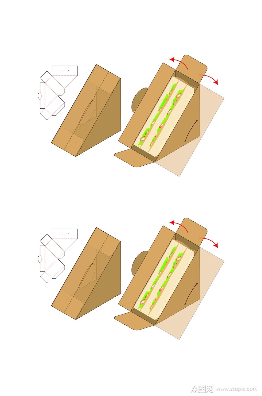 三明治三角形食物包装矢量图纸素材