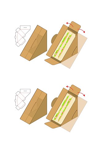 三明治三角形食物包装矢量图纸