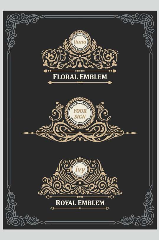 黑色欧式复古花纹边框素材