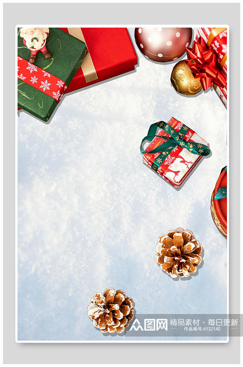 时尚大气松果礼物盒圣诞节背景素材