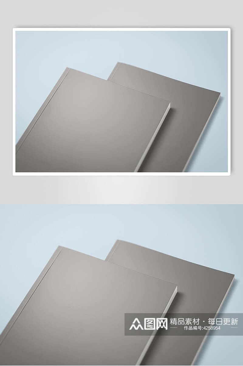 长方形平滑蓝色背景墙书籍样机素材