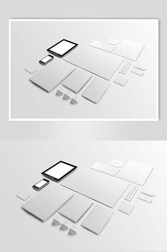 办公用品白色贴图VI样机
