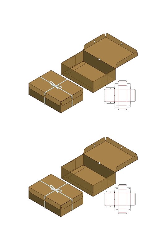 蝴蝶结纸箱棕食物包装矢量图纸