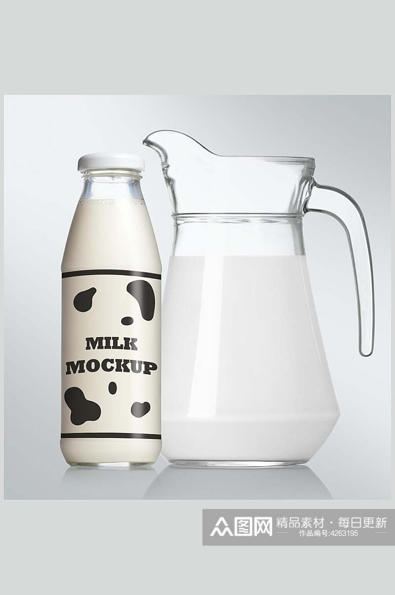 透明牛奶包装展示样机素材