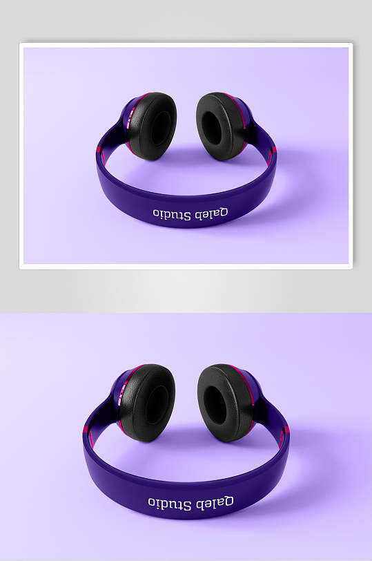 紫色创意英文耳机样机