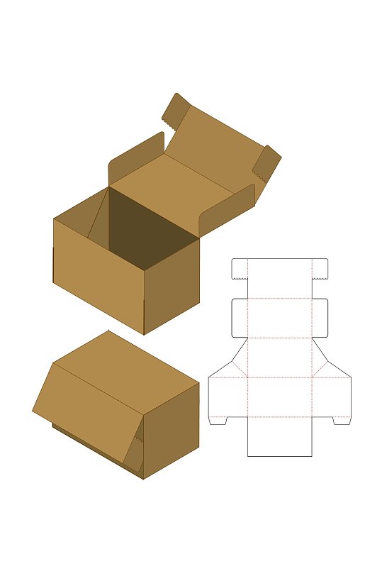 纸箱棕色各式包装设计矢量图纸