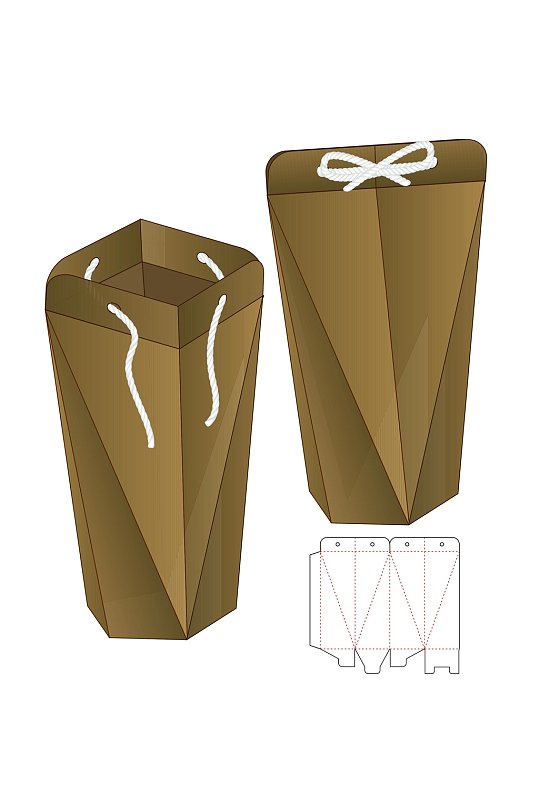蝴蝶结对折产品包装矢量量图纸