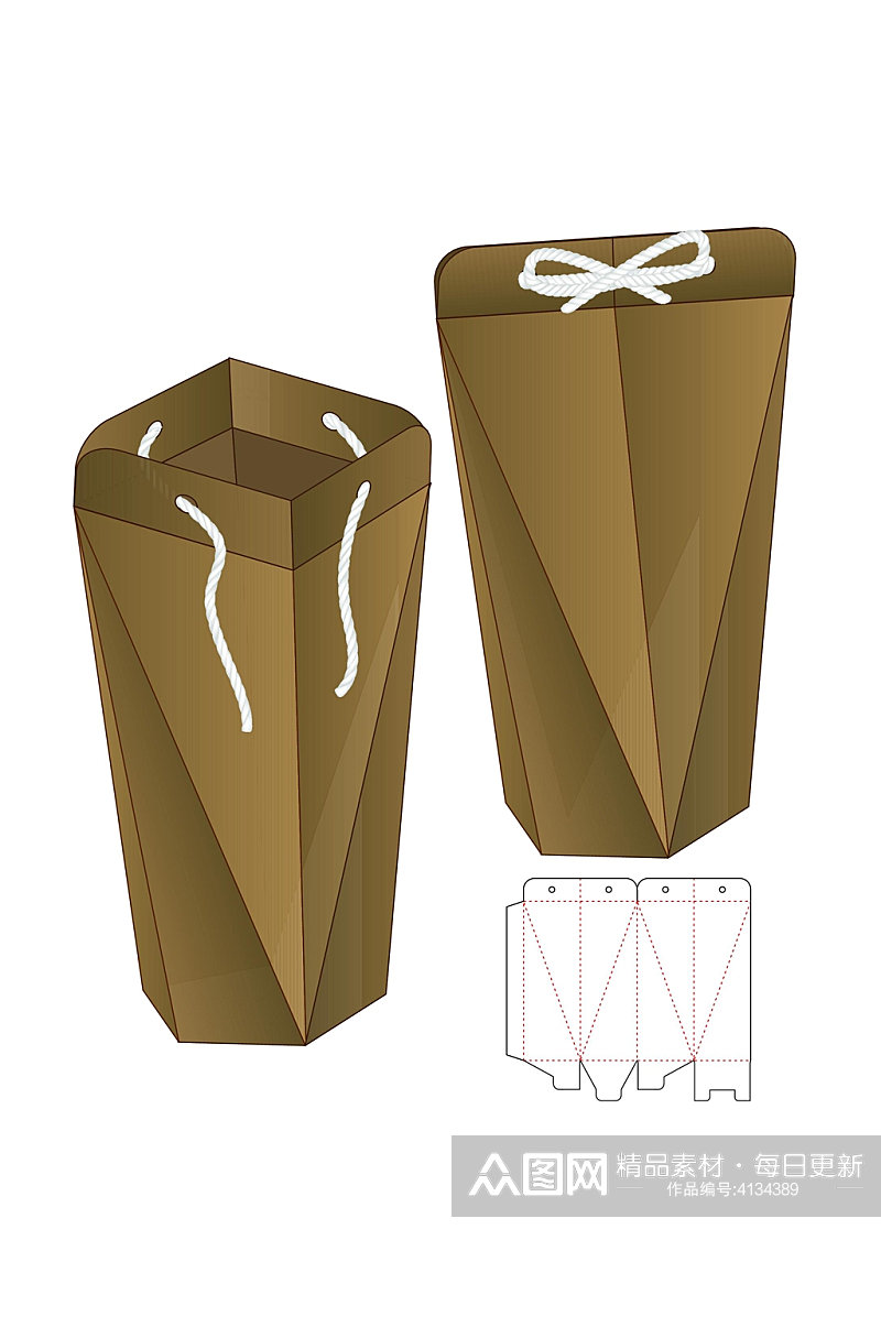 蝴蝶结对折产品包装矢量量图纸素材