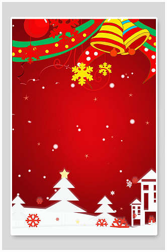 红色创意剪纸雪花建筑圣诞节背景
