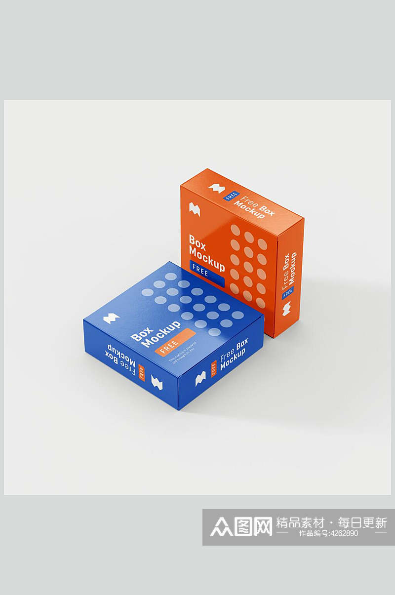 橙色蓝色包装盒样机设计素材