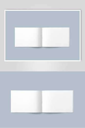 二折页智障蓝背景墙书籍白膜样机