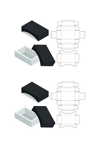 立体方形黑产品包装矢量量图纸