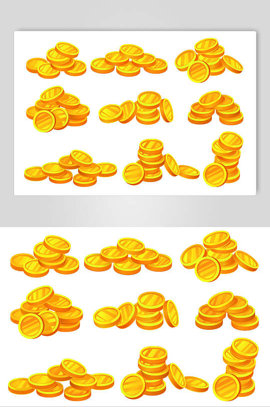 金币卡通游戏场景插画矢量素材