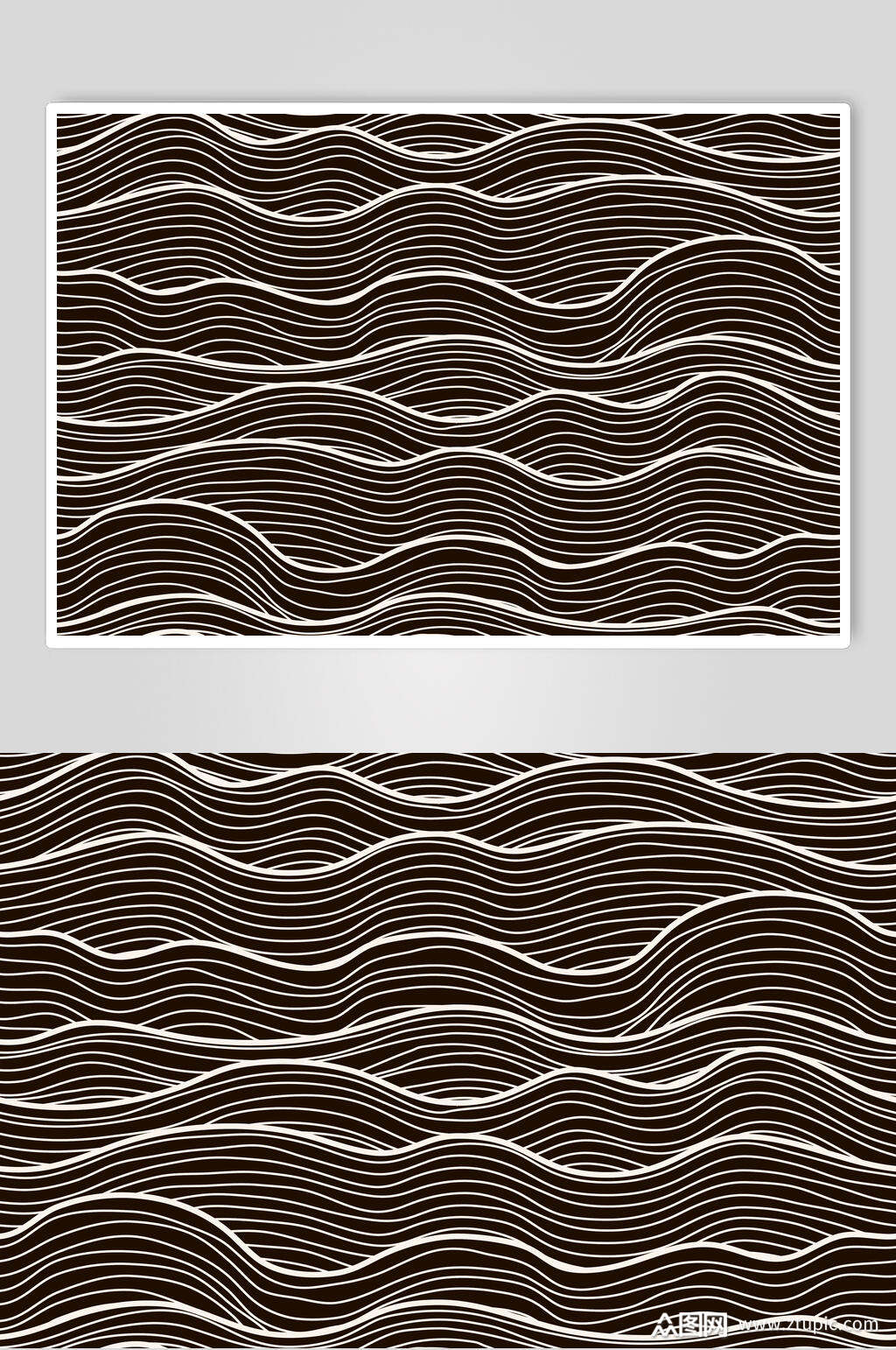 波浪黑白抽象涂鸦印花图片素材