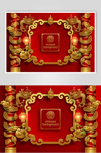 中国风横版红色喜庆寿宴矢量素材