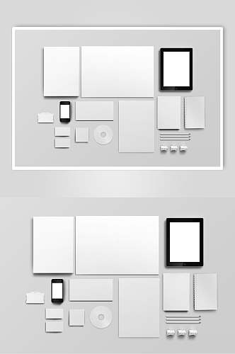 精简商务白色贴图VI样机