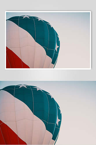 蓝白热气球风景图片