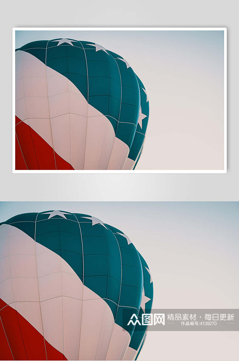 蓝白热气球风景图片素材