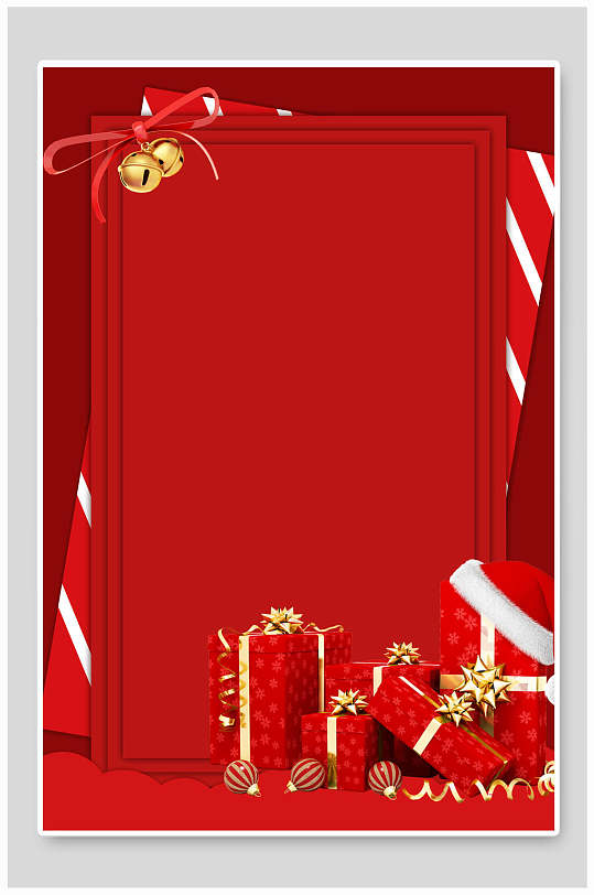 高端时尚礼物盒蝴蝶结红圣诞节背景