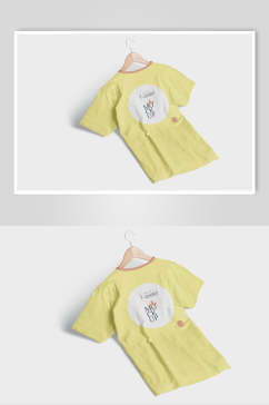 黄色时尚简洁T恤服装贴图样机