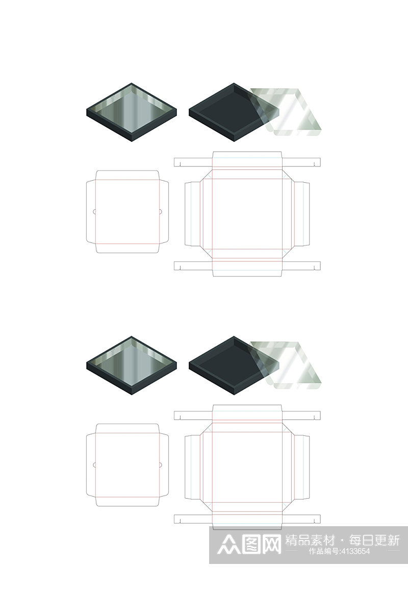 立体方形各式包装设计矢量图纸素材