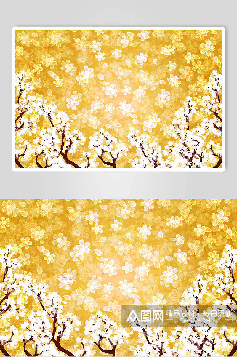 黄色日式和风仙鹤波纹素材素材