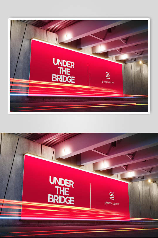 长方形玫红色英文地铁广告海报样机
